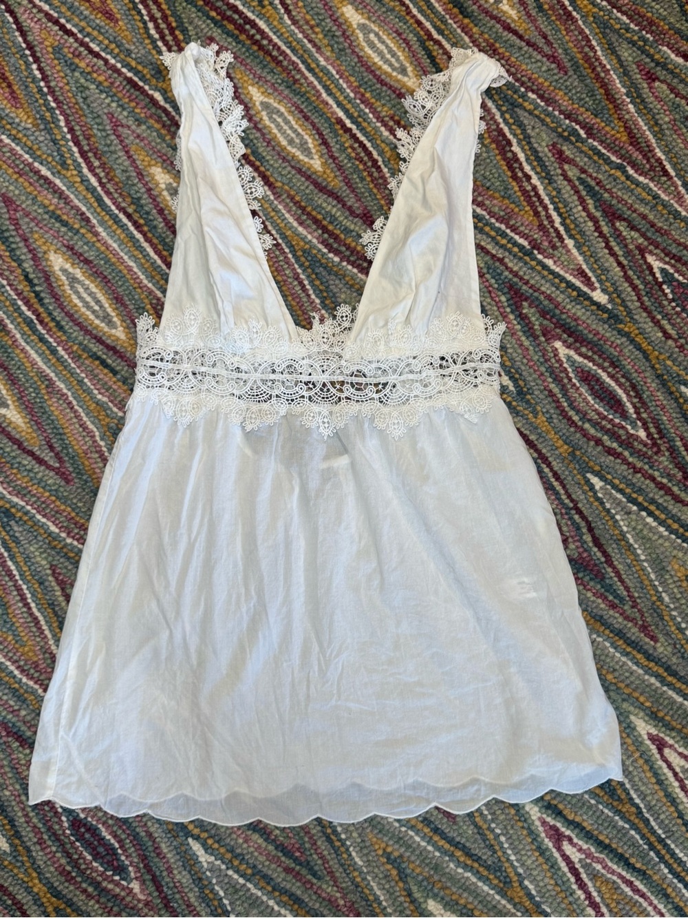 👙🤿🌴 ASOS White Lace-Trim V-Neck Mini Dress Coverup 🌴🤿👙 - Picture 3 of 12